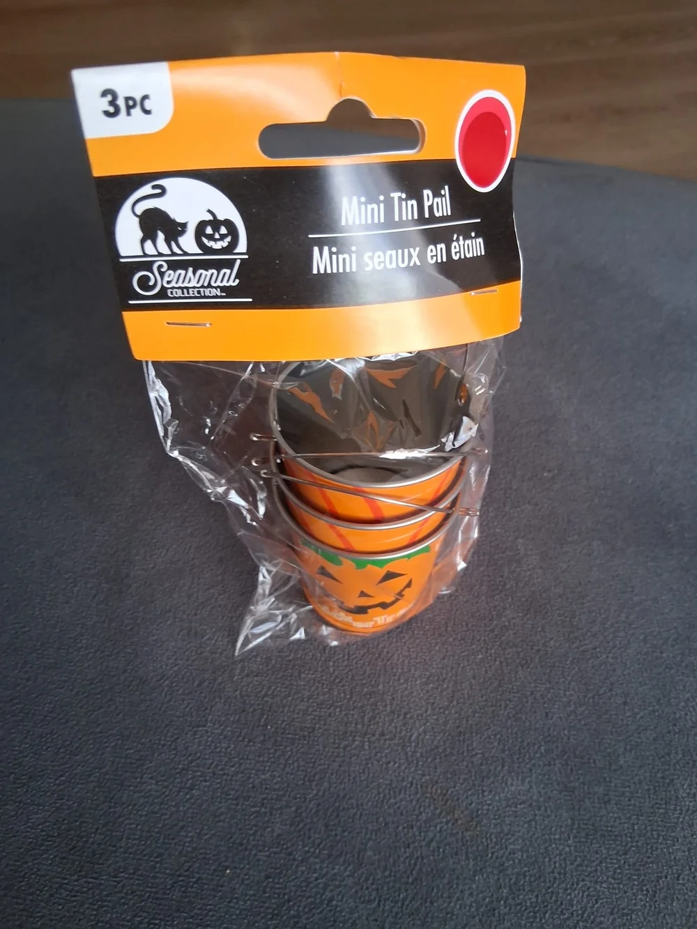 Orange Halloween Pumpkin Mini Tin Pails - 3 Pack